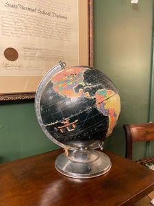 Vintage 1950s Black Ocean Globe