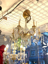 Load image into Gallery viewer, Vintage Traditional Style  5 Arm Chandelier with Bobeche and Crystal Icicle Prisms