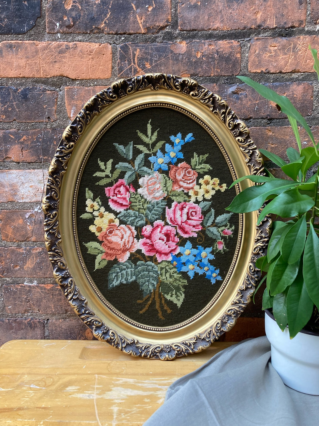 Beautiful Framed Floral Needle Point