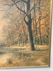 Framed Autumn Forest Painting  Print on Board