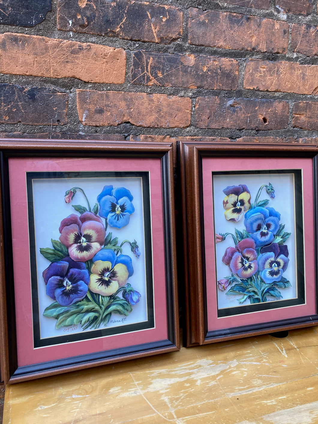 Vintage Pansies Framed Art