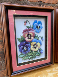 Vintage Pansies Framed Art