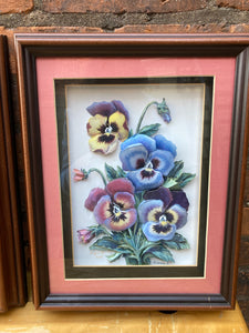 Vintage Pansies Framed Art