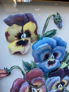 Vintage Pansies Framed Art