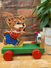 Load image into Gallery viewer, Vintage Pull Along Bear Wood Toy c1950s