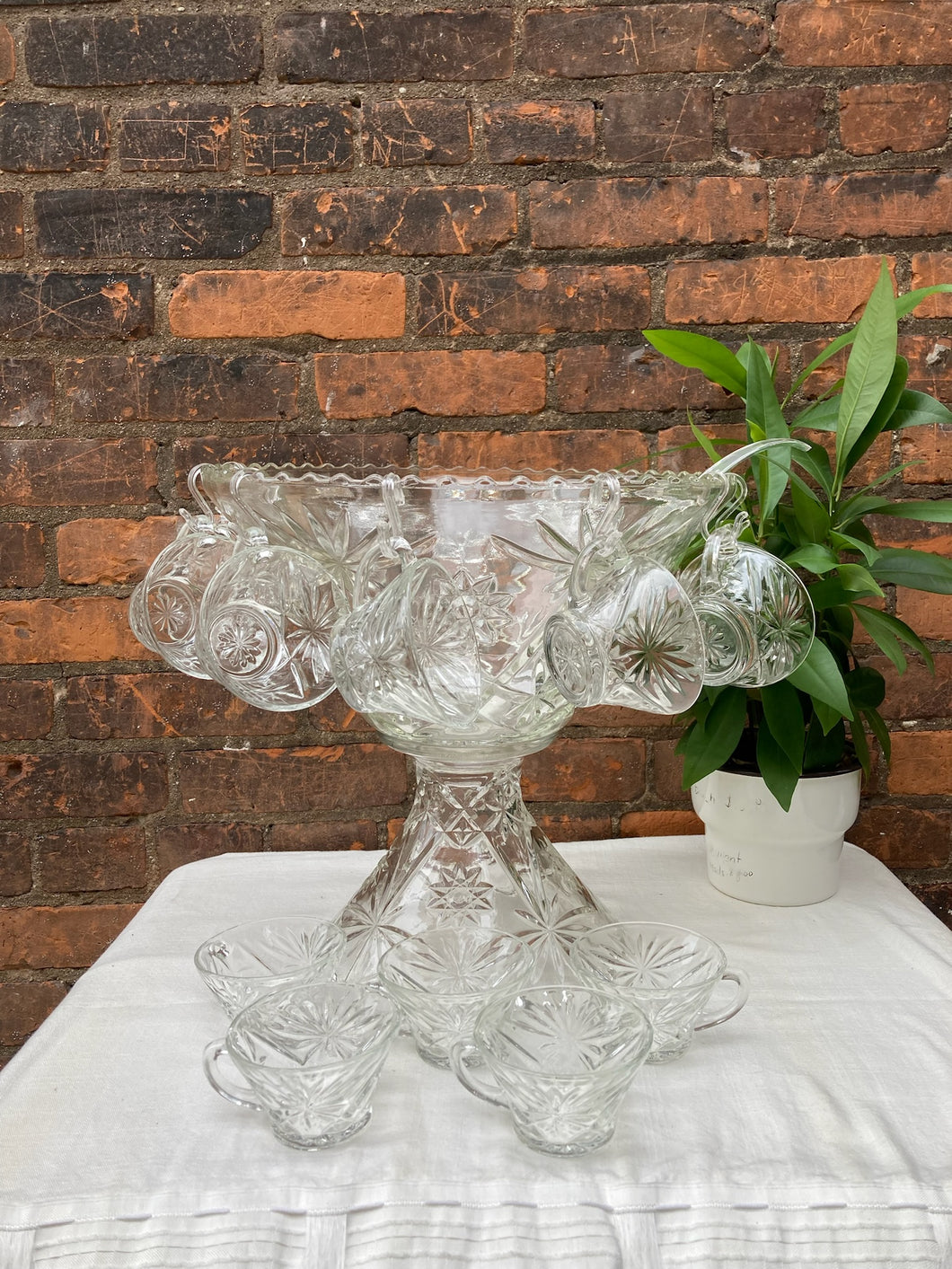 Exceptional Vintage Cut Glass Punch Bowel Set