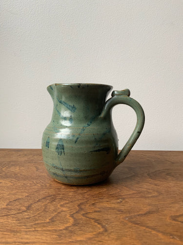 Beautiful Signed Blue Green Pottery Pitcher Vase