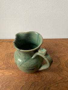 Beautiful Signed Blue Green Pottery Pitcher Vase
