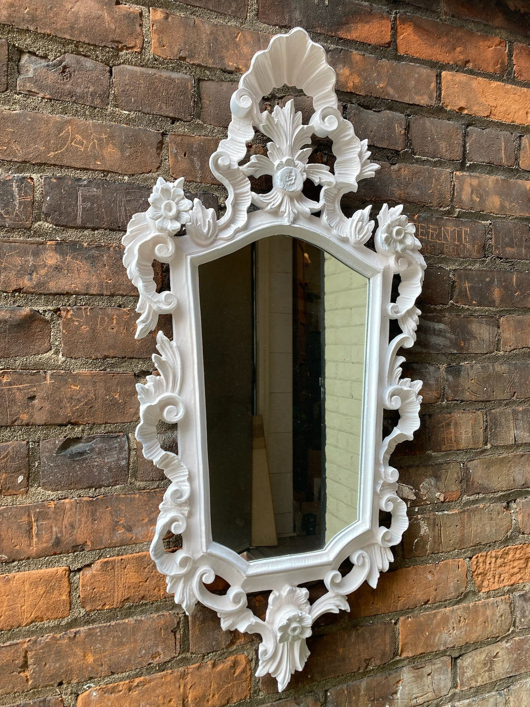 Lovely Ornate White Framed Mirror