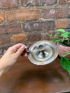 Vintage Silver Plated Candle Dish with Handle