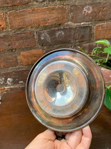 Vintage Silver Plated Candle Dish with Handle