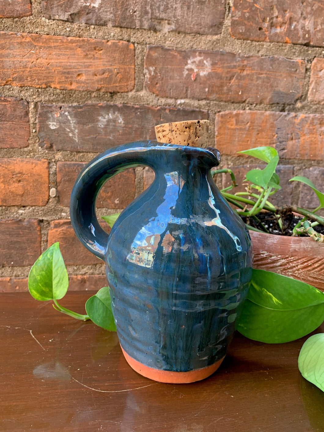 Lovely Blue Pottery Vessel with Cork top