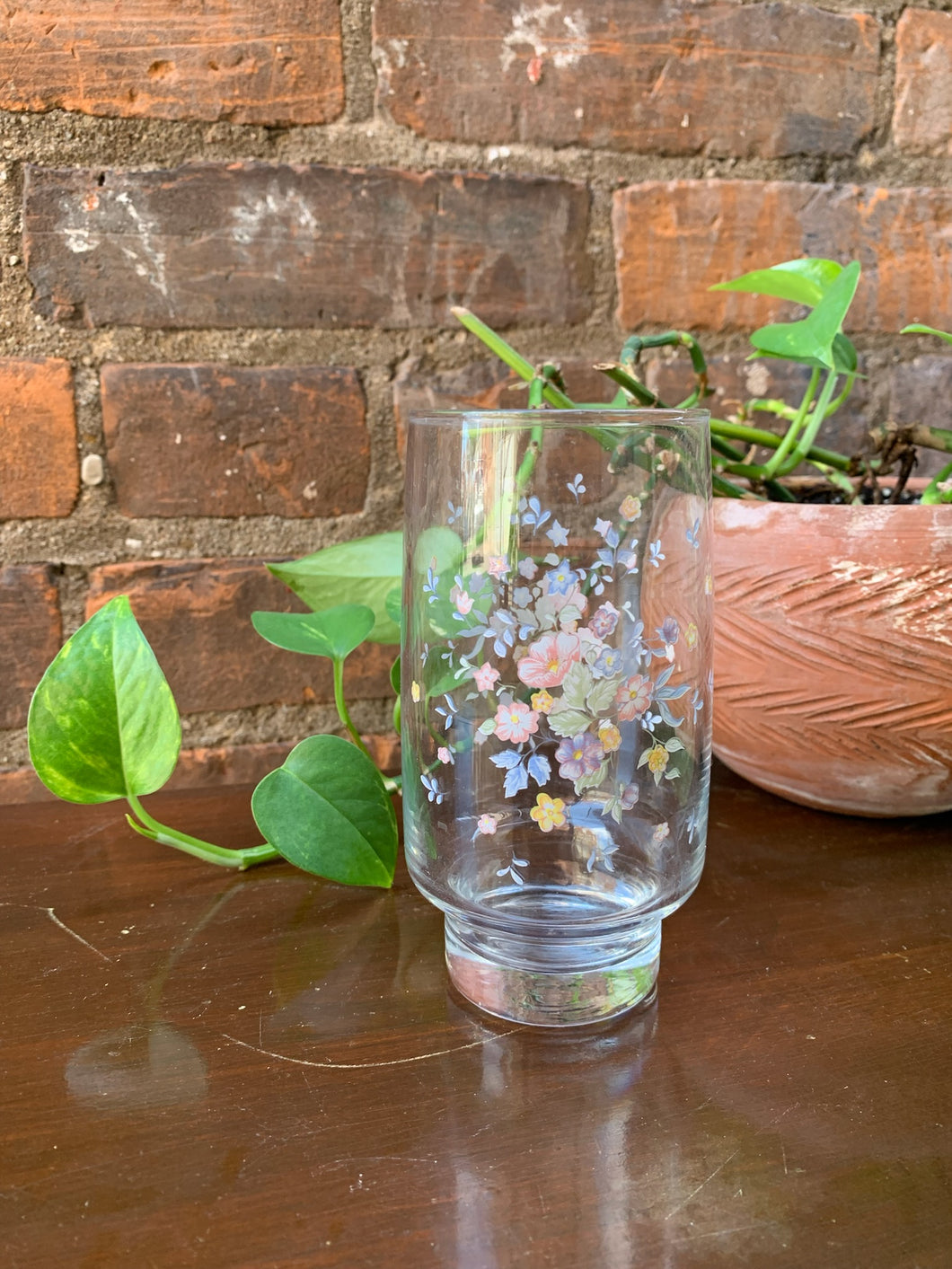 Floral Painted Drinking Glass