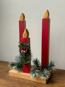 Wooden Candle Christmas Folk Art