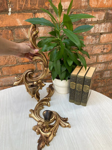 Pair of Gold Ornate Wall Candle Holders