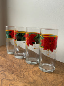 Fun Vintage Set of 4 Christmas Glasses