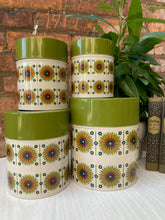 Load image into Gallery viewer, MCM Green Kitchen Tin Canister Nesting Set 1970s