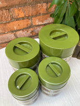 Load image into Gallery viewer, MCM Green Kitchen Tin Canister Nesting Set 1970s