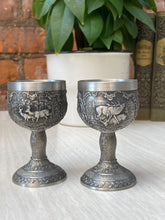 Load image into Gallery viewer, Exceptional Woodland German Pewter Mini Goblets