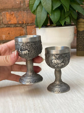 Load image into Gallery viewer, Exceptional Woodland German Pewter Mini Goblets