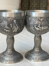 Load image into Gallery viewer, Exceptional Woodland German Pewter Mini Goblets