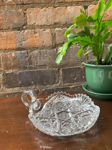 Beautiful Glowing Cut Crystal Dish with Handle