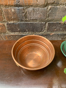 Vintage Copper Bowl with Brass Hanger Loop