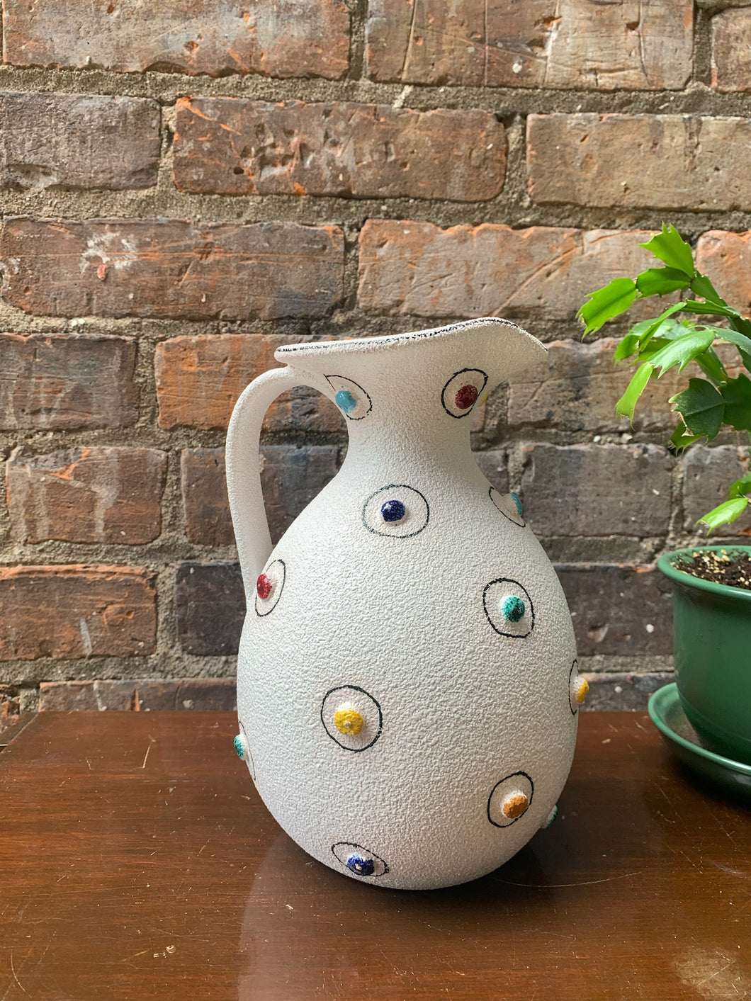 Mid Century Italian Pottery Vase by Fratelli Fanciullacci Polka Dot