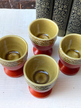 Load image into Gallery viewer, Set of 4 Retro Vintage Egg Cups Wood and Pottery