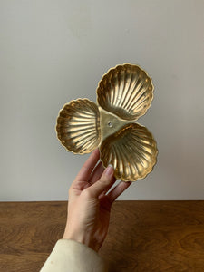 Beautiful Vintage Brass Three Shells Tray (as is)
