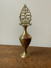 Load image into Gallery viewer, Exceptional Antique Brass Oil Vessel With Adorned Screw Top