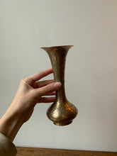 Load image into Gallery viewer, Gorgeous Vintage Etched Brass Flared Bulb Vase