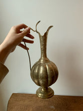 Load image into Gallery viewer, Stunning Unique Vintage Etched Brass Scalloped Bulb Turkish Coffee Pot Carafe