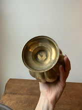 Load image into Gallery viewer, Stunning Unique Vintage Etched Brass Scalloped Bulb Turkish Coffee Pot Carafe