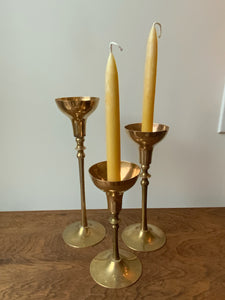 Gorgeous Set of Flared Solid Brass Vintage Candle Holders