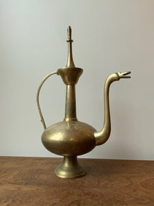 Magnificent Vintage Brass Turkish Coffee Pot Vessel with Goose Head Spout (WOW!)