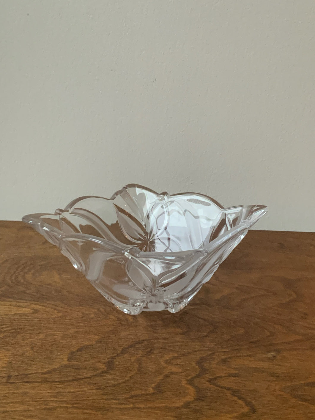 Pretty Square Etched Glass Bowl