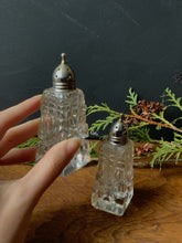 Load image into Gallery viewer, Lovely Little Vintage Cut Glass Salt + Pepper Shaker Set