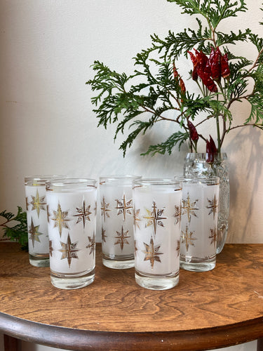 Midcentury Vintage Gold Atomic Star Glasses