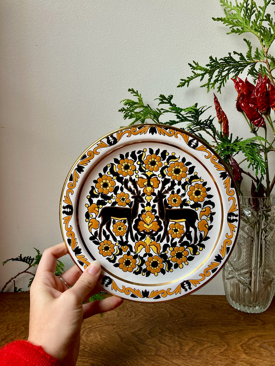 Ibiscus Ceramics Rhodes- Traditional Rhodian Plates - Hand Made in 24k Gold Decorative Ceramic Plate