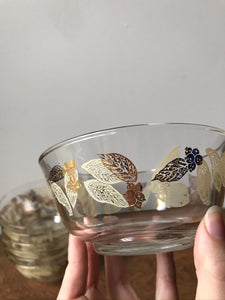 Vintage Glass Botanical Painted Bowls (Set of Seven)