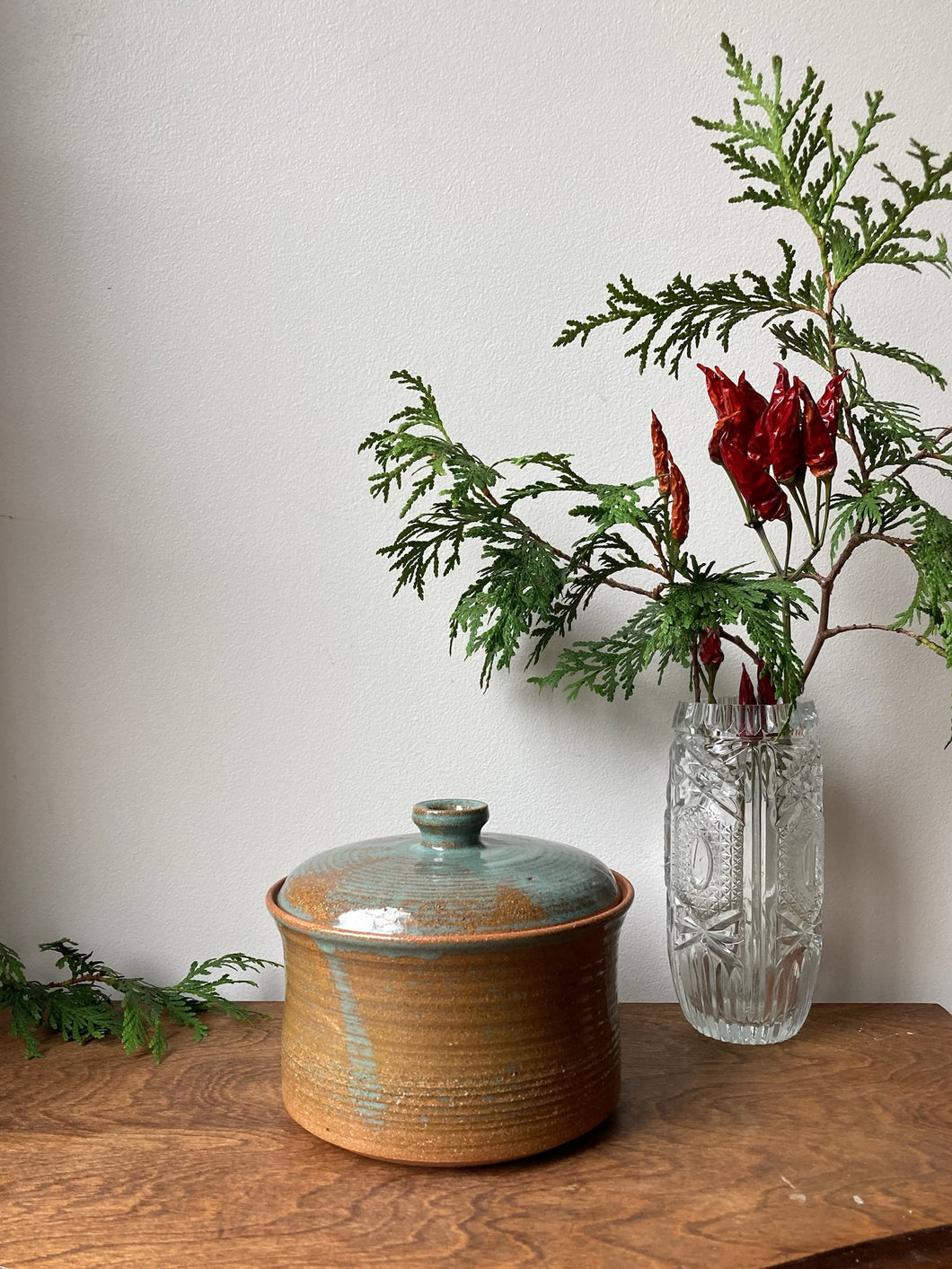 Vintage Lidded Signed Pottery Dish