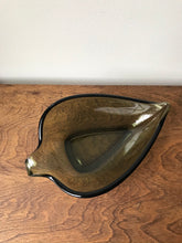 Load image into Gallery viewer, Vintage Smoky Green Glass Leaf Dish
