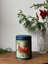 Load image into Gallery viewer, Winter Cardinal Navy Blue Tin