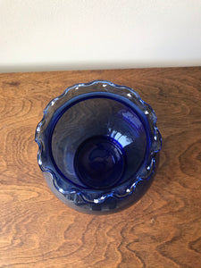 Blue Scalloped Edge Vase
