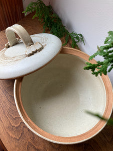 Beautiful Handmade Cream & Sand Lidded Pottery Dish