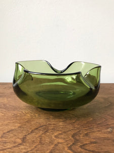 Vintage Green Art Glass Bowl