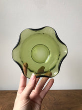 Load image into Gallery viewer, Vintage Green Glass Flower Bowl