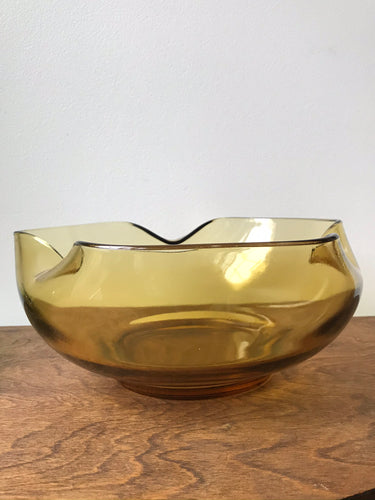 Gorgeous Vintage Large Amber Glass Bowl