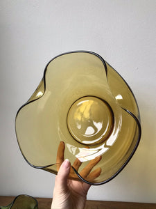 Gorgeous Vintage Large Amber Glass Bowl